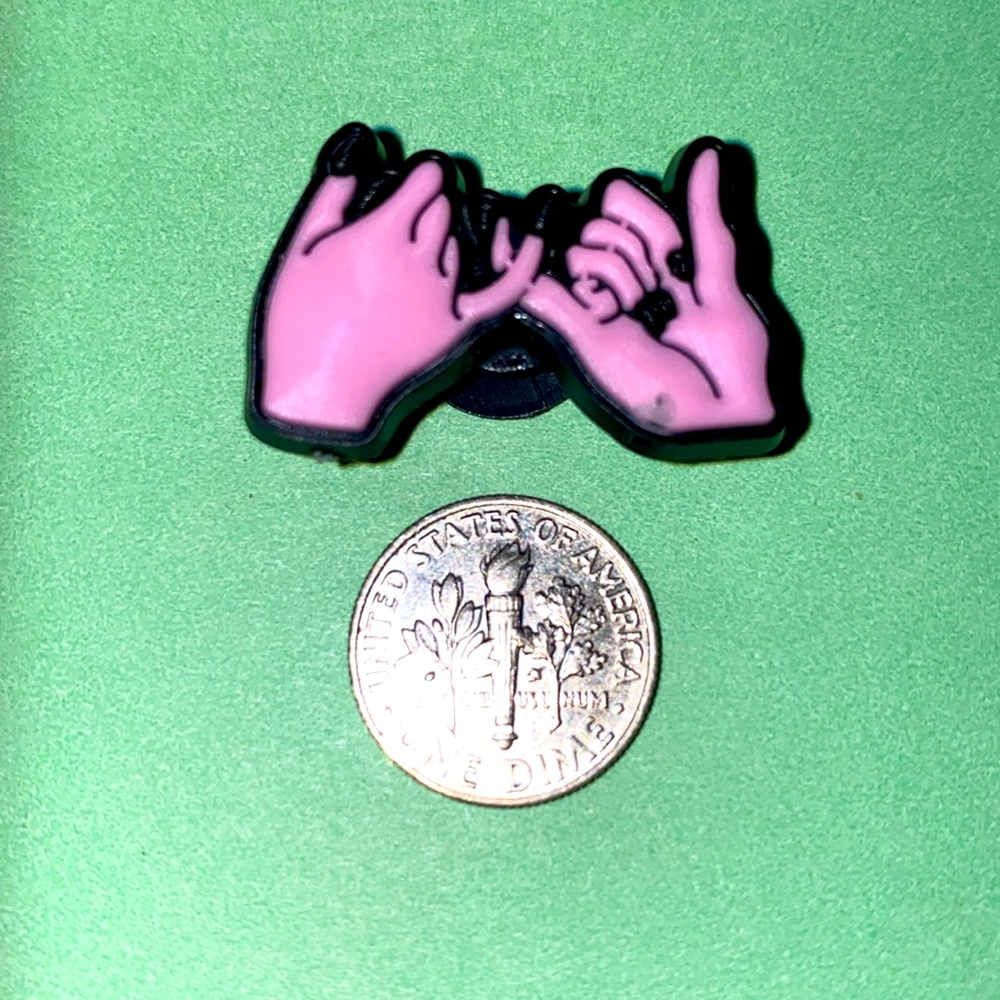 (10 for $15) 2 Hands joined by the Pinky Finger Crocs Shoes Charms